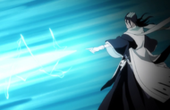 Byakuya uses Byakurai as special effects in a movie.