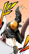 Ichigo cuts off Grand Fisher's tentacle.