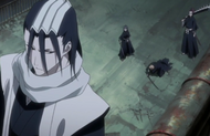 The real Byakuya and Renji arrive to save Ichigo and Rukia