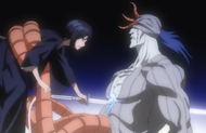 Rukia defeats Gunjō with San no mai, Shirafune.