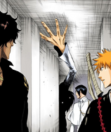 Demoura Zodd appears behind Sado, Ichigo, and Uryū.