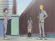 Mizuiro joins Ichigo and Rukia Kuchiki on the roof.