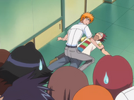 Ichigo and Renji are caught struggling.