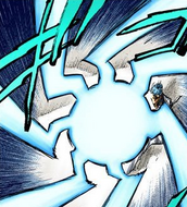 Grimmjow charges up a Gran Rey Cero.