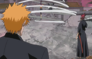 Yoruichi Shihōin and Suì-Fēng appear before Ichigo and Renji Abarai.