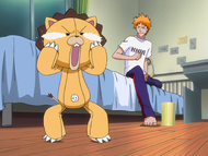 Ichigo is annoyed by Kon lamenting Rukia's absence.