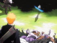 Uryū is confronted by Ichigo.