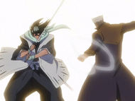 Kariya and Byakuya clash at high speeds.