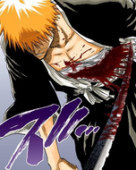 Ichigo falls to the side, causing Kenpachi's Zanpakutō to tear through his torso.