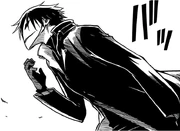 Hiei summons his Hollow mask.