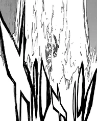 Hitsugaya encases Averian in ice after the latter is struck by Amagai's fireball.