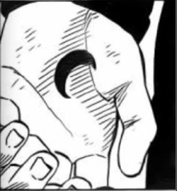 Fushichō sealed in the form of a crescent-shaped tattoo on Kentaro's palm.