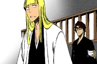 Aizen with his 5th division Captain Shinji Hirako.