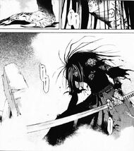 The first of Kenji's uncontrolled Hollow transformations as seen against . His second incoperated much of this state in addition to a helmet with forward-pointing horns.