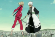 Hitsugaya and Hiyori argue.