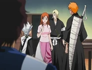 Орихиме и Изуру приходят в офис.