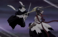 Byakuya and Kōga clash in midair.