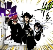 Byakuya rettet Rukia und Renji vor dem Angriff von Gerard