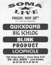 A poster for an early blink-182 show at Soma.