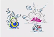 Concept art of an Ice Turtle, note that the explosion results in Blinx being frozen into solid ice.