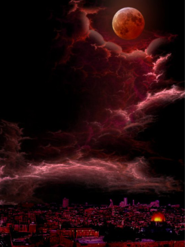 Кровавая луна отзывы. Кровавая Луна. Ночь кровавой Луны. Кровавое полнолуние. Красное небо над городом арт.
