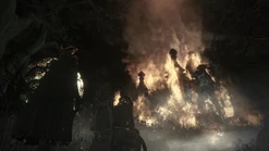 Burning mansion.png (1.92 MB) The Doll with Gehrman in the Gamescom trailer.