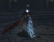 Yharnam coats her sword with blood