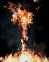 A burning carcass of a Blood-starved Beast