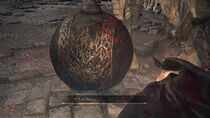 The Giant's wrecking ball up close. Even the ball has the Healing Church insignia. Found by Tumblr user Trinspector