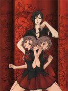 Yūka and the Motoe twins illustrated by CLAMP