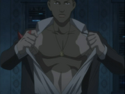 James showing his new body to the Schiff.
