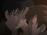 Saya being comforted by Kai and Riku after her battle with Karl in Vietnam.