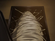 Saya's cocoon is uncovered by Red Shield in the 1980s