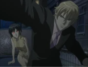 Solomon protects Saya as her Chevalier.