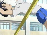 Saya practicing high-jump