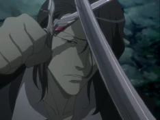 Hagi trying to stop berserk Saya from killing the villagers during Vietnam War