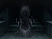 Saya's cocoon inside the crypt.