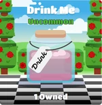 The Drink Me Blook with Wonderland background.