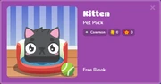 Kitten in the Blook menu