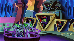 Zurg threatening them about the self-destruct sequence.