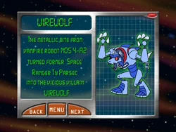 Wirewolf's profile in the DVD bonus content.