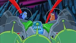 Buzz and Warp with the stowaway LGMs.