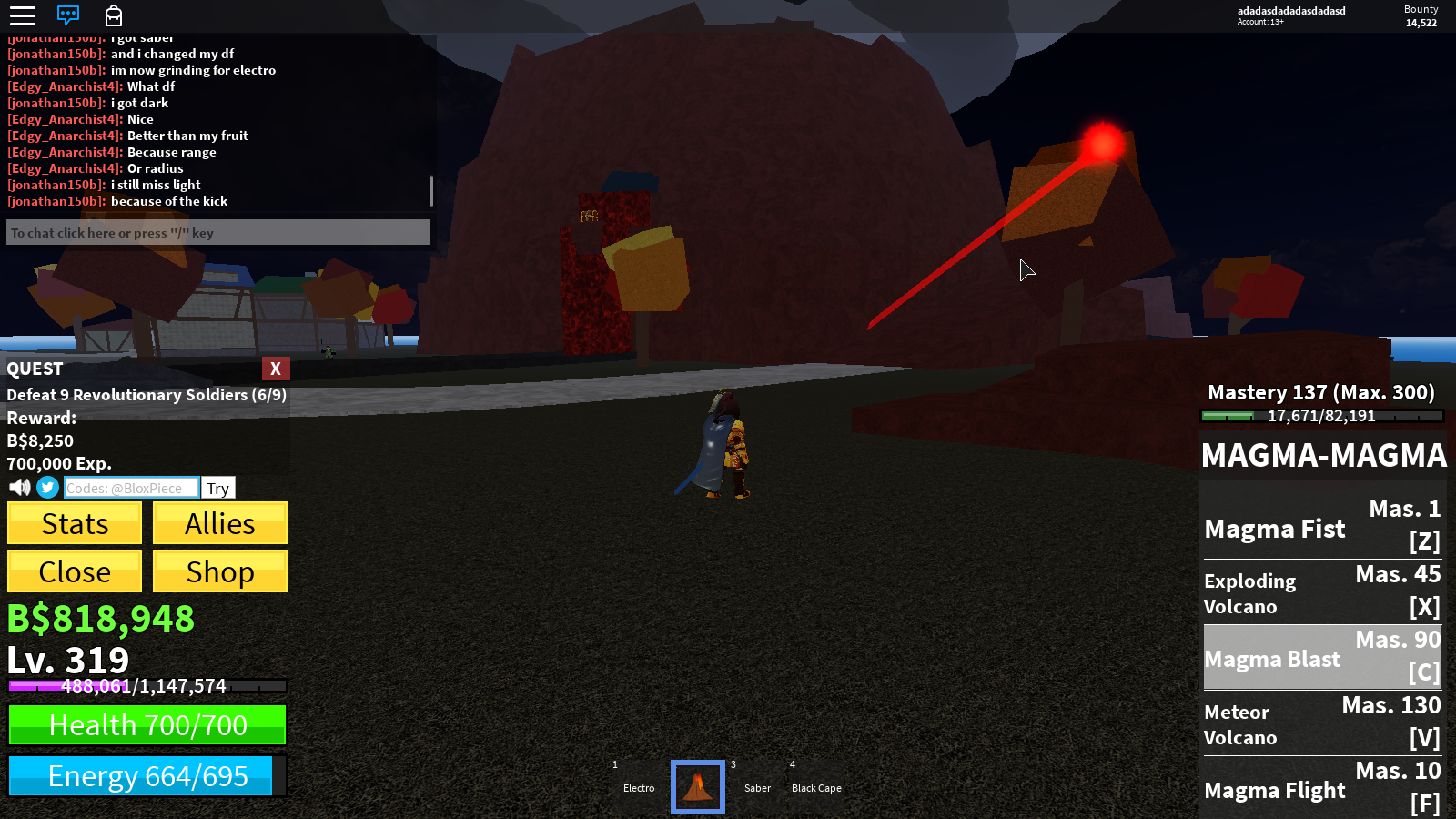 Magma Fruit System, ROBLOX