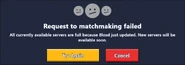 Request to matchmaking failed