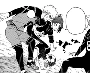 Reo steals the ball from Kunigami