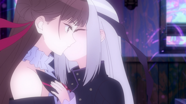 Mio and Shino kissing