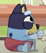 A baby version of Bluey seen in Baby Race