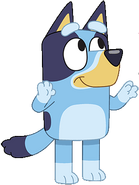 Artwork of Bluey playing a game of Keepy-Uppy