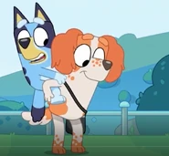 Mia giving Bluey a piggyback