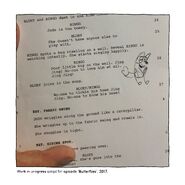 A page of the script, showing the intended lyrics to "Poor Little Bug"